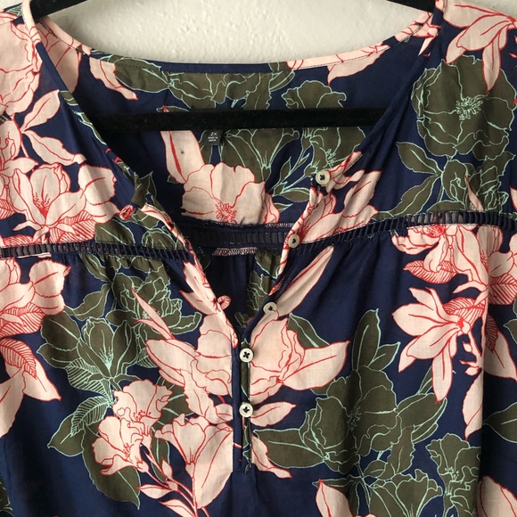 Talbots floral boho lightweight blouse 2x plus size 100% cotton - Picture 2 of 10
